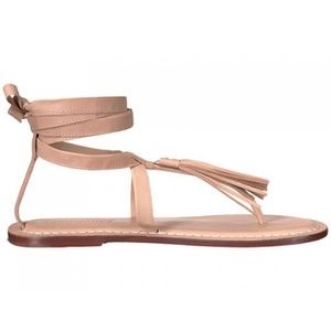 Mint Bernardo Light Camel Mosie ankle wrap sandal